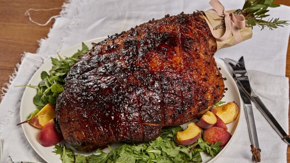 Adam Liaw's clove-studded, summer fruit glazed ham.