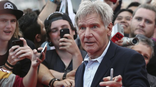 Harrison Ford greets fans at a Star Wars fan event in Sydney in December. 