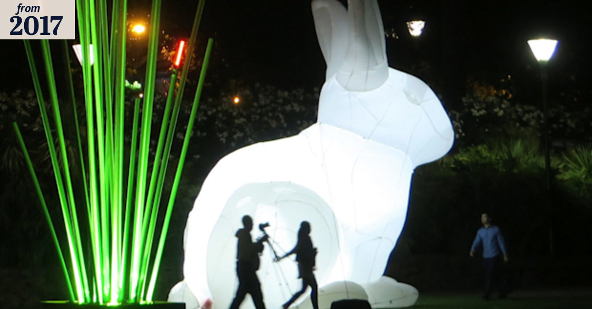 Giant glowing rabbits