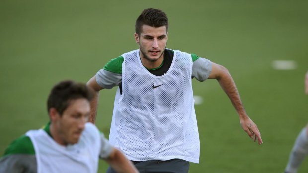 Cup high: Terry Antonis training with the Socceroos.