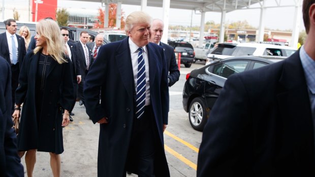 Republican presidential candidate Donald Trump stops at a Wawa gas station, in Pennsylvania.