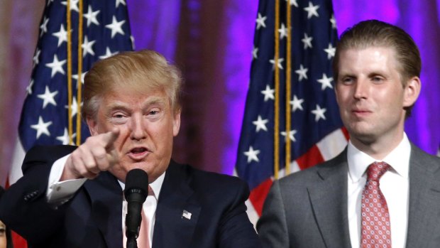 "Enough hubris": Eric Trump (right) is following in his father's footsteps.