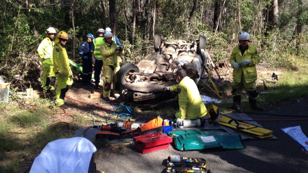 A teenager was freed from trapped car on Glenbar Road on Sunday.