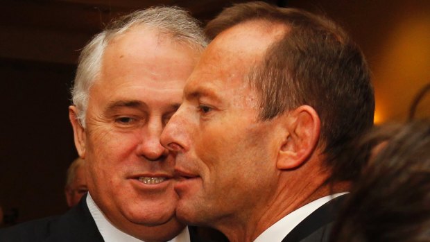Tony Abbott with Malcolm Turnbull. Bickering over the top political job is damaging voter confidence.