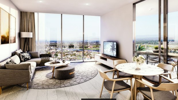 An artist's impression of an apartment at the new tower.