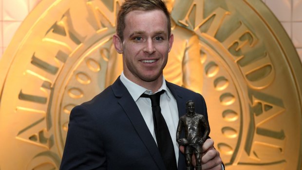 Already a winner: Michael Morgan poses after winning the 2017 Dally M Halfback of the Year award.