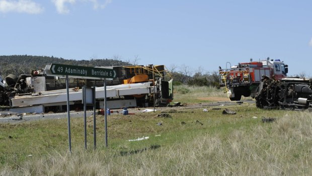 Two people died and two were injured when a semi-trailer and a 4WD collided near Berridale, west of Cooma.