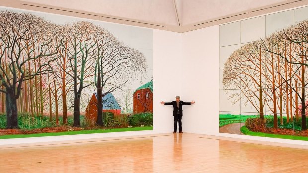 Artist David Hockney attends a photo call as he donates a painting to Tate Britain in London in 2009.