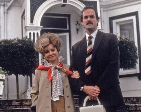 Sybil (Prunella Scales ) and Basil Fawlty (John Cleese) in Fawlty Towers.