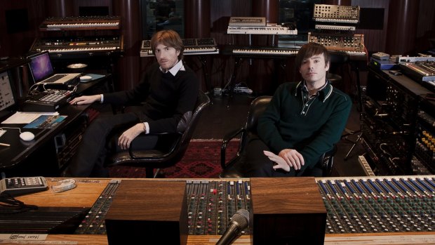 The duo in the recording studio. 