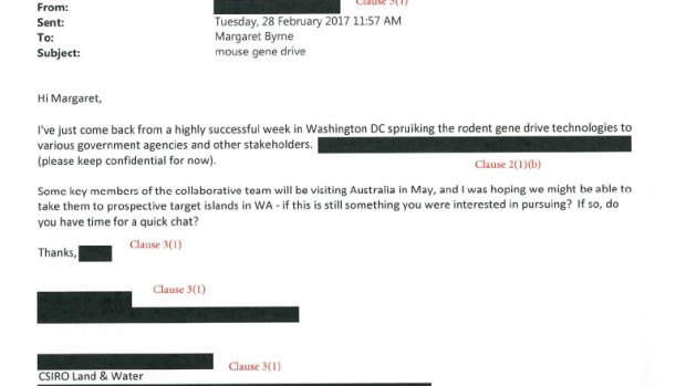 CSIRO correspondence on "spruiking rodent gene drive technologies" in Washington. Obtained by Edward Hammond/Third World Network under US open records laws.