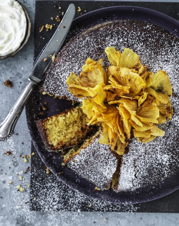 Pineapple and polenta cake.