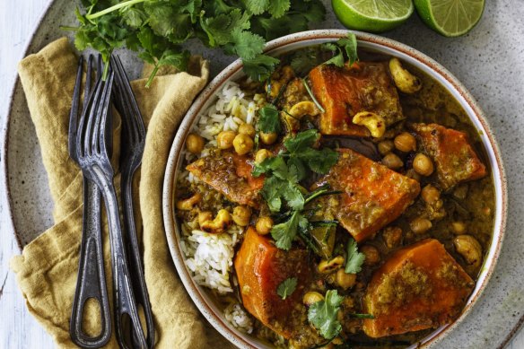 Chunky pumpkin and chickpea curry.
