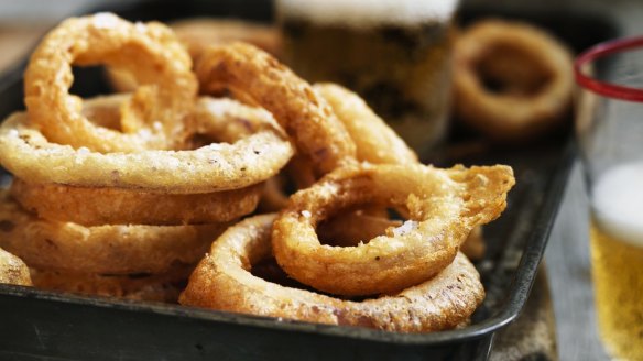 Fried onion rings by Neil Perry.