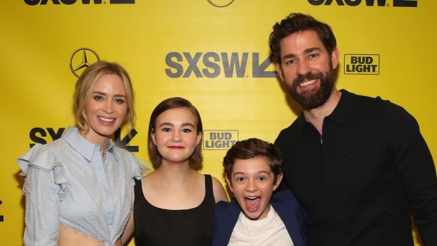 A Quiet Place co-stars Emily Blunt, Millicent Simmonds, Noah Jupe and John Kransinski at the SXSW Film Festival on March 9.