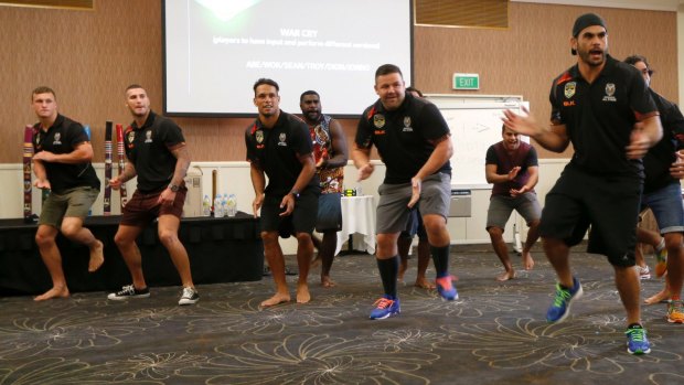 War drance: Greg Inglis leads the Indigenous team during practice.