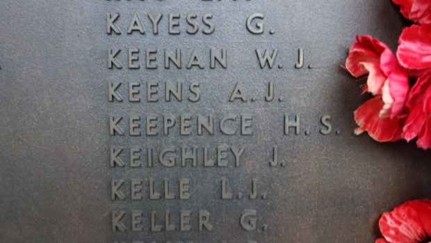 Private Herbert 'Bert' Keepence who died at Lone Pine named on the Roll of Honour at the AWM