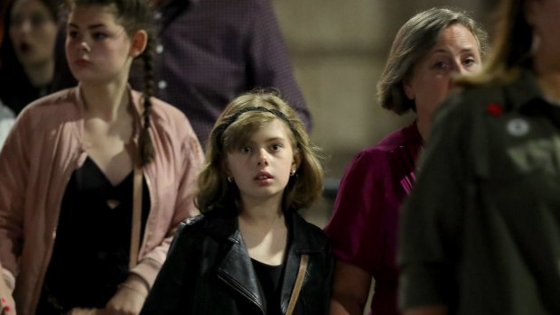 Shocked children leave Manchester Arena after the terror attack in May.