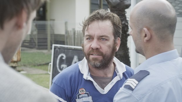Angry confrontation ... Brendan Cowell and Steve Bastoni.