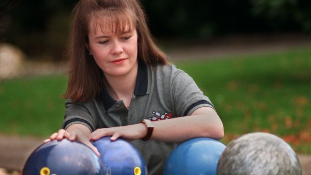 Cara Honeychurch with her bowling balls back in 1997.