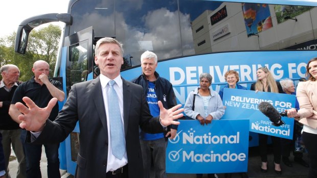 NZ Prime Minister Bill English campaigning in Hamilton this week.