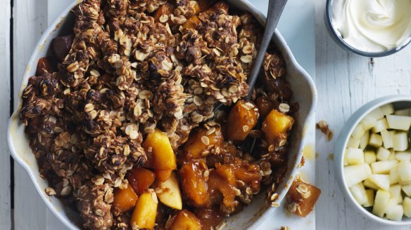 Toasty toffee apple crumble.
