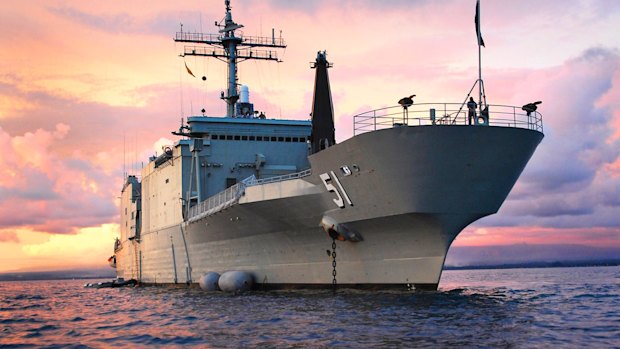 Tank-landing ship HMAS Kanimbla in Sumatra, Indonesia. The ADF is geared to fight conventional conflicts, which are not the emerging threats Australia faces.