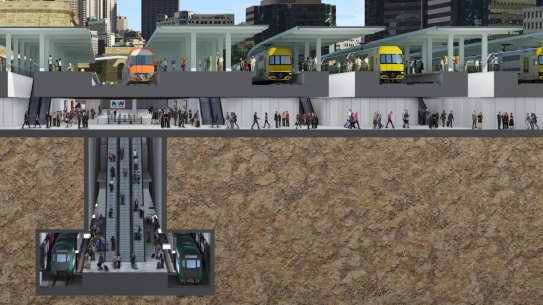 Central Walk will connect the new metro line with platforms for the existing lines.