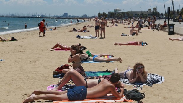 St Kilda beach on December 23. Two days earlier, the beach's bacteria levels were four times the safe level. 