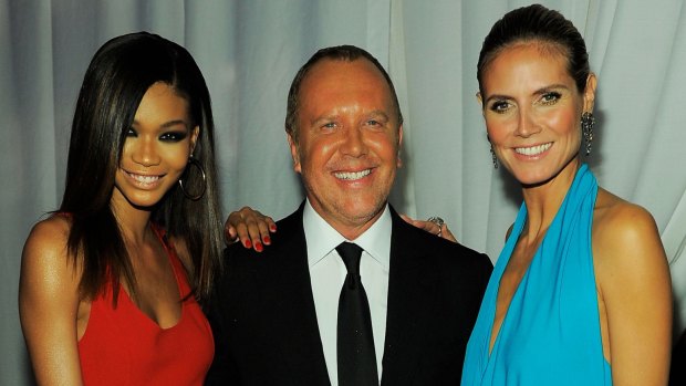 Chanel Iman, Michael Kors, and Heidi Klum at the Annual amfAR Inspiration Gala at The Museum of Modern Art in 2011.