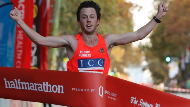 Liam Adams wins the Sydney Morning Herald Half Marathon.