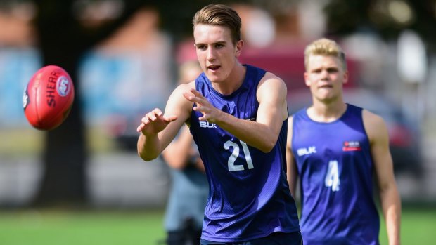 Macreadie during an AFL academy training session.