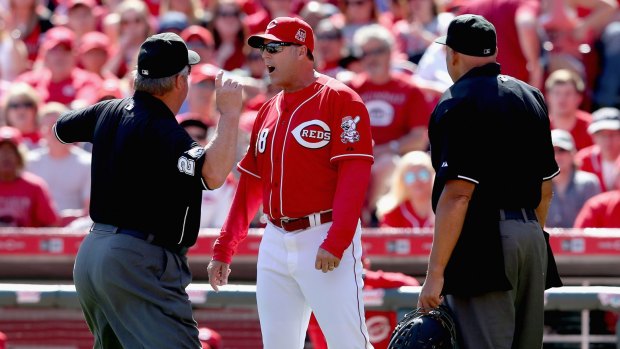 Bryan Price clashes with umpires against the St Louis Cardinals earlier this month.