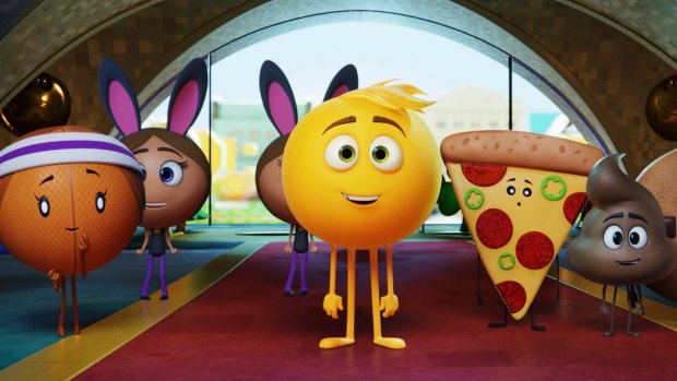 Gene (centre) and friends in  animated film The Emoji Movie.