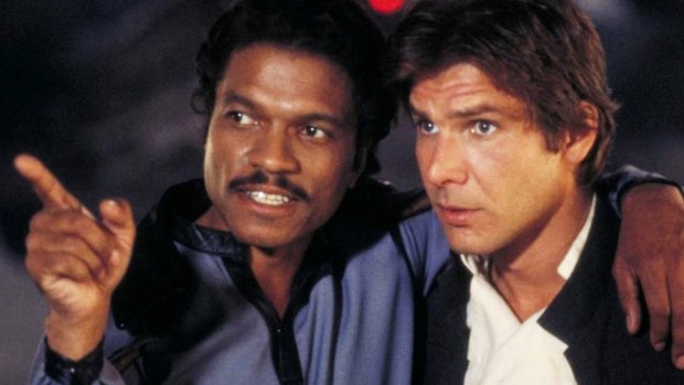 The original stars: Billy Dee Williams and Harrison Ford as Lando Clarissian and Han Solo.
