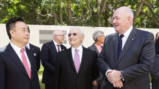 Chau Chak Wing with Governor-General Peter Cosgrove (right) and architect Frank Gehry.