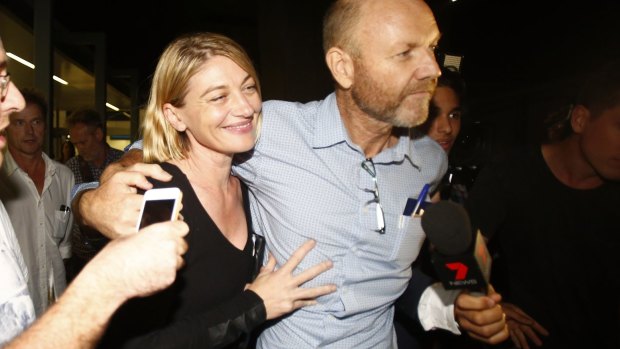 Tara Brown and Stephen Rice arrive back in Sydney after their ordeal in Lebanon.