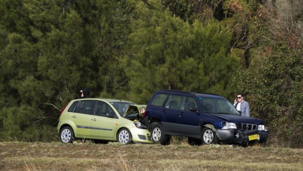 Two of the three cars involved in the Crash on the Monaro Highway.
