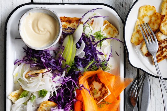 Colourful cabbage coleslaw.