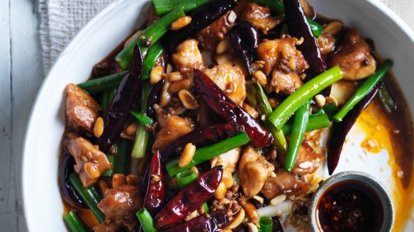 Neil Perry's kung pao chicken packs a punch <a href="http://www.goodfood.com.au/recipes/kung-pao-chicken-recipe-20160919-grjlym"><b>(recipe here)</b></a>.