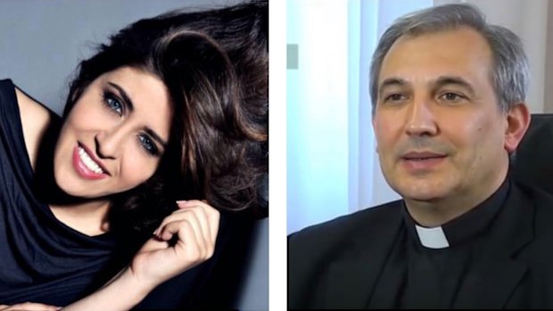 Chaouqui is shown in her Facebook profile photo; Lucio Balda is shown in a YouTube video.