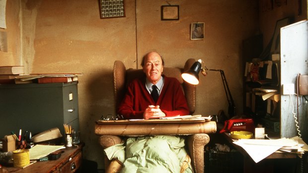 Roald Dahl in his famous writer's hut. 