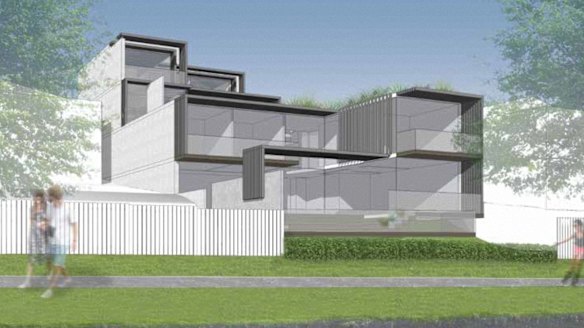 Artists impressions of entries in a recent Medium Density Design Competition. Dual Occupancy commended, Bruce Eeles, Eeles Trelease Architects.