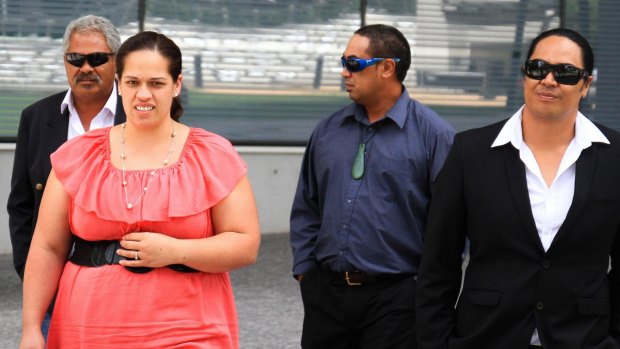 Sheena, the fiance of  Tamate Henry Heke leaves the Brisbane Supreme Court with his family on Thursday.