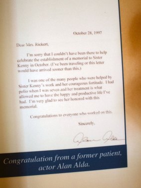 Letter from former Sr. Kenny patient, American actor Alan Alda.