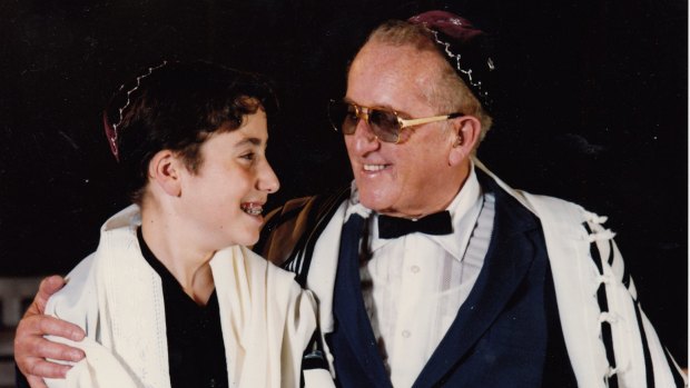Author Bram Presser with his grandfather, Jan Randa, in Melbourne in 1989.