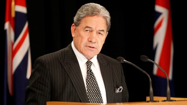 Winston Peters during his announcement of a coalition deal with Labour.