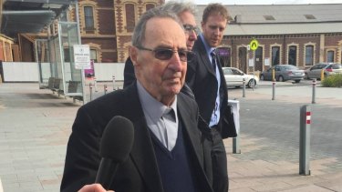 Former Ballarat Bishop Ronald Mulkearns at an earlier hearing in Geelong