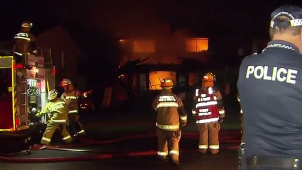 Fire has destroyed a home in Sunnybank Hills.
