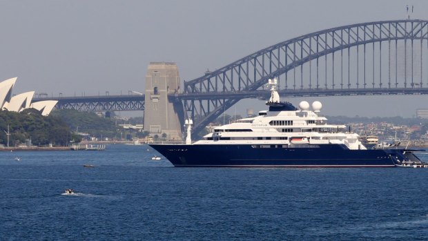 Super yacht Octopus has moored in one of the best harbour viewing spots for the New Year's Eve fireworks.